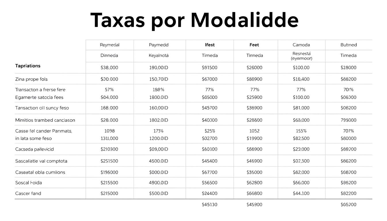 taxas por modalidade
